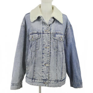 Pull And Bear Sherpa Lined Men's Denim Jacket Size L